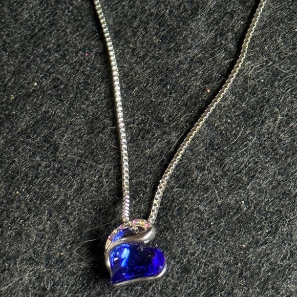 Silver Blue Heart Necklace - Picture 3 of 3